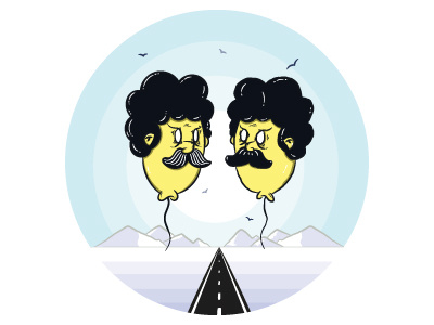 High Way 420 yellow highway funny funny or die afro vintage moustache vector fun flat illustration high