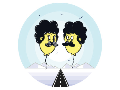 High Way 420 afro flat fun funny funny or die high highway illustration moustache vector vintage yellow