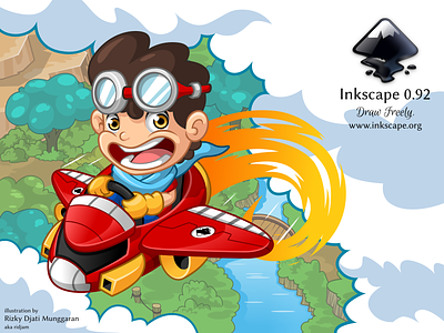 Freedom Machine cartoon character children cloud design game illustration inkscape mascot plane ride rocket sky vector