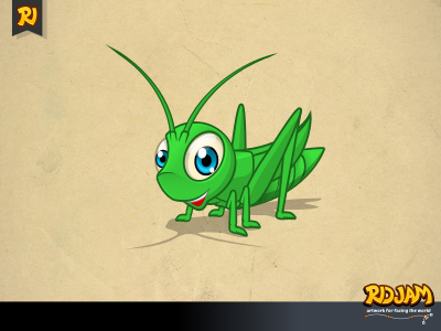 Grasshopper Cartoon Character animal bug cartoon character funny grasshopper illustration insect ridjam vector