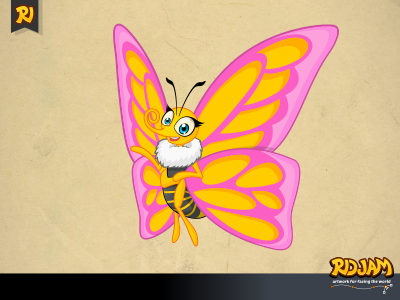 Butterfly Cartoon Character animal bug butterfly cartoon character funny illustration insect ridjam vector