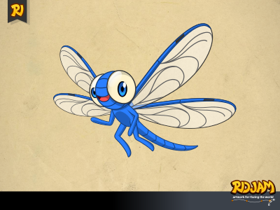 Dragonfly Cartoon Character animal bug cartoon character dragonfly funny illustration insect ridjam vector