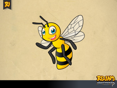 Bee Cartoon Character animal bee bug cartoon character funny illustration insect ridjam vector
