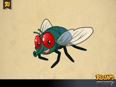 Fly Cartoon Character animal bug cartoon character fly funny illustration insect ridjam vector