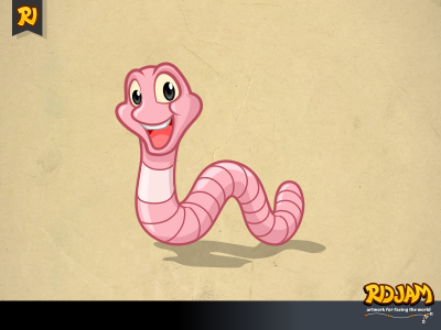 Earthworm Cartoon Character animal bug cartoon character earthworm funny illustration insect ridjam vector worm