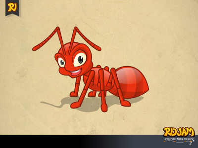 Red Ant Cartoon Character animal ant bug cartoon character funny illustration insect ridjam vector
