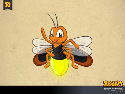 Firefly Cartoon Character animal bug cartoon character firebug firefly funny illustration insect lighting ridjam vector