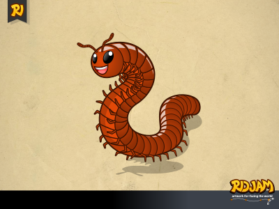 Millipede Cartoon Character animal bug cartoon character funny illustration insect millipede ridjam vector