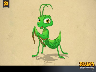 Mantis Cartoon Character animal bug cartoon character funny illustration insect mantis praying ridjam vector