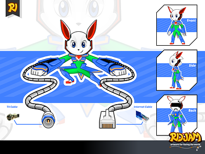 Robot Rabbit Cartoon Character Pose 3