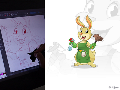 Rabbit Residential Cleaning Mascot Design