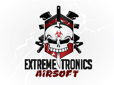 Extremetronic3 airsoft logo biohazard branding logo rifles skull logo