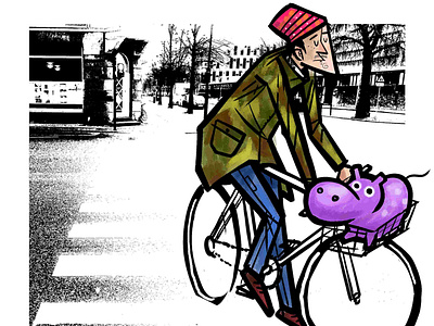 Cyclistpassing illustration illustrator