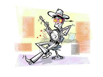 banjo player characterdesign clipstudio illustration