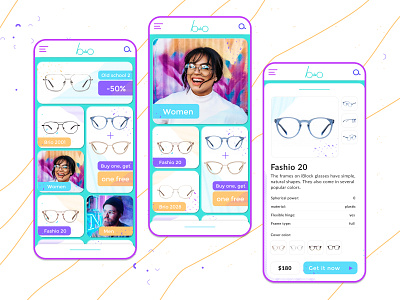 Buko Design app design ecommerce flat glasses logo minimal mobile shop ui ux vector