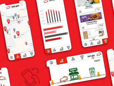 Loyalty App for Pekao SA android android app animation app bison design dribbble ecommerce figma illuatration ios loyalty maps merchant pekao red