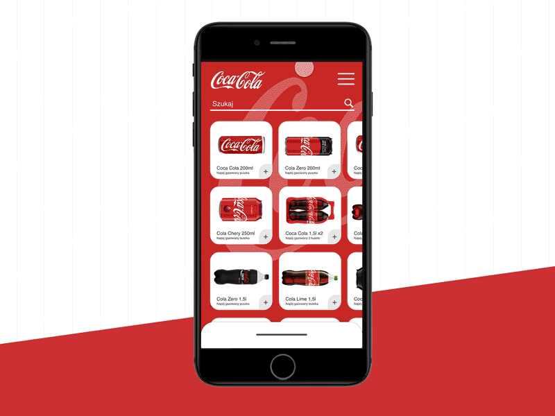 Coca Cola App adobexd animation app branding coca cola cola concept design gif minimal mobile shop ui ux