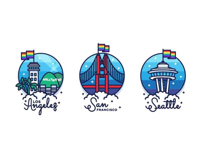 Westcoast Pride hollywood golden gate space needle san francisco los angeles rainbow flag westcoast lgbt gay seattle pride