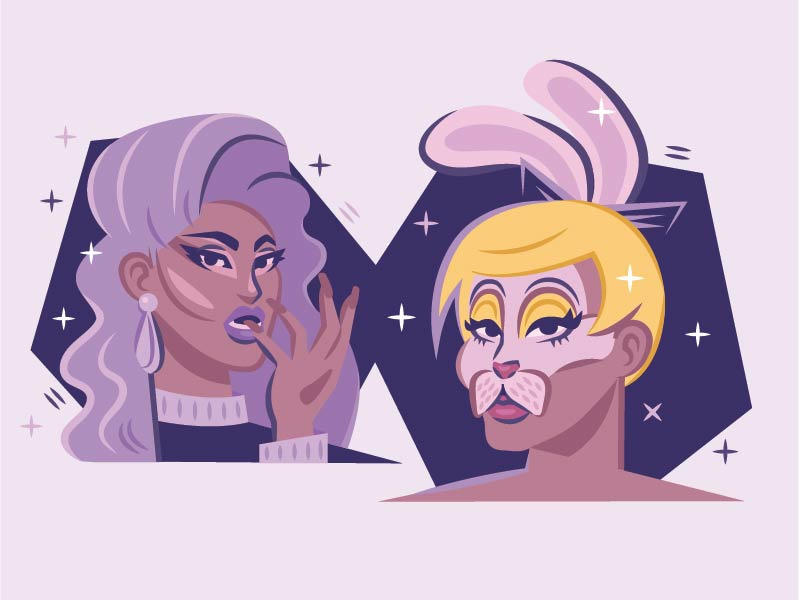 Shea Couleé vs. Nina Bonina Brown nina bonina brown shea coulee drag race illustration lipsync rupaul