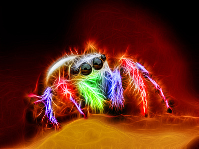 Abstract Spider Neon Glow Multicolor