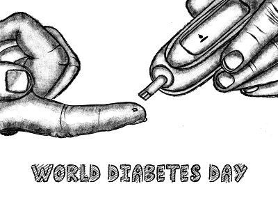 Hand drawn world diabetes day crosshatch art.