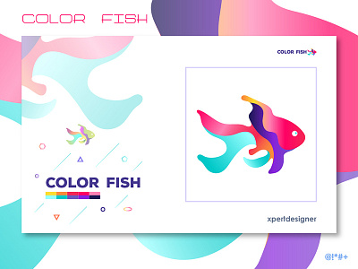 Color Fish 3d logo branding fish fishing logo logotype