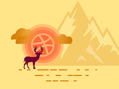 Dribbble Mountain Illustration illustration landscape nature vetcor