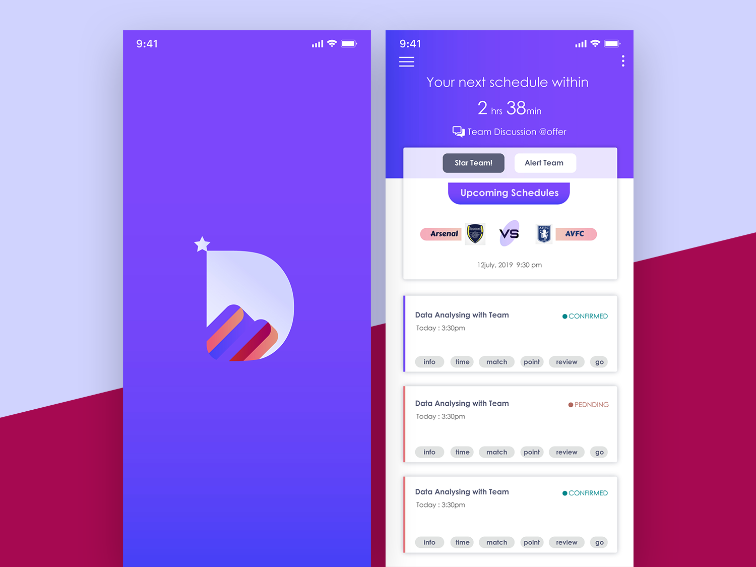 Match Schedule App UI by XpertDesigner on Dribbble