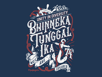 Bhinneka Tunggal Ika americandesign customlettering designstudio handdrawn handlettering illustration indonesia indonesian inspiration lettering logotype rasayangsama vintagedesign