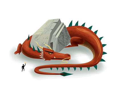 Cave Discovery cave dragon illustration naga rock stone vector