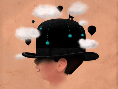 Dreamin child clouds dream dreamin hat illustration