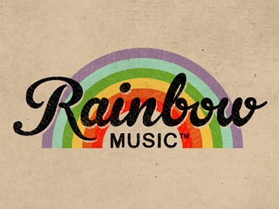 Rainbow Music color fake handwriten logo manuscript music rainbow vintage