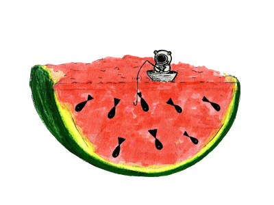 Dream watermelon color cute design dream fishing fruit ink marker spaceman summer tropical watermelon