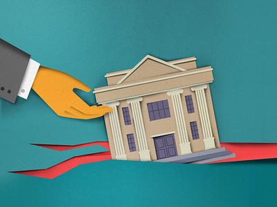 Bankruptcy bank finacial illustration infograhic paper art vector
