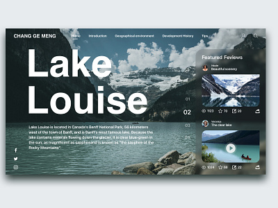 Lake Louise blue clean design flat lake landscape natural social type typography ui ux web website