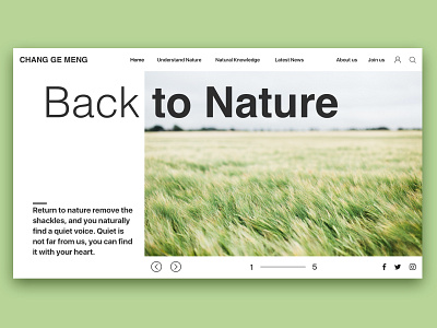 Back to Nature art clean design flat green landscape natural type typography ui ux web website white