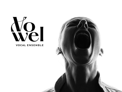 Vowel - VOCAL ENSEMBLE logo design black branding bright clean design logo minimal modern music musical scream tone vector vow white