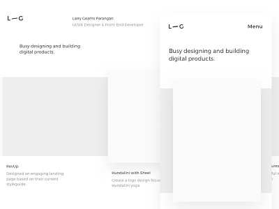 L—G. High Fidelity Wireframe fidelity inspiration layout minimal mobile personal project responsive ui ux website wireframe