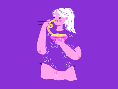 noodle character girl illustration noodle ramen