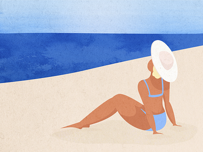 Tan beach girl illustration ocean sea sky summer tan