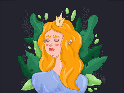 Princess Nesmeyana crown cute ginger girl plants pretty princess print woman