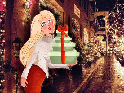 do you like to give presents?) christmas dribbble gift gifts girl presents procreate shopping xmas