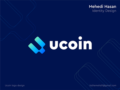 UCOIN - Logo Design blockchain branding coin crypto currency decentralized defi fintech gradient icon identity investment lettering logo network token trading