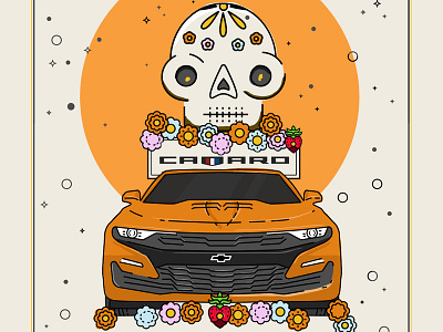 Calavera automotive calavera camaro car chevrolet dia de muertos mexico sketch