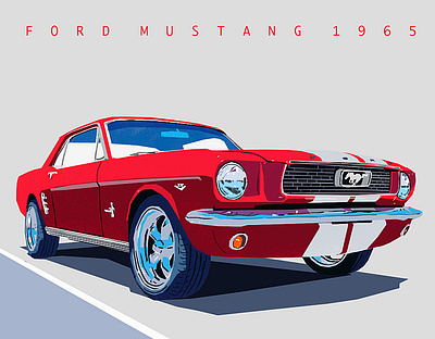 Mustang 1965 automotive car ford illustration musclecar mustag