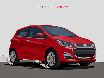 Spark 2020 automotive car chevrolet illsutration sketch spark