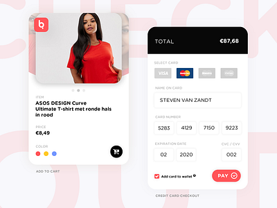 Credit Card Checkout #002/100 002 clean credit card checkout dailyui flat less is more simple