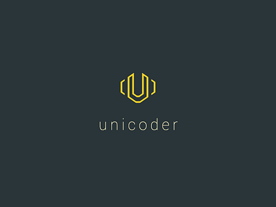 Unicoder blue clean code computer developer digital icon letter minimalism simple u yellow