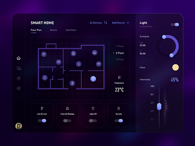 Smart Hone web app dark dashboard interface security smarthome switch tool