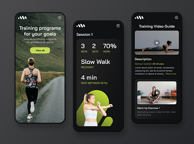 Mas Runner app (part 4) website mobile responsive design adaptive coach community exercises fitness gym health interface mobile program responsive running schedule sport trainings ui ux web